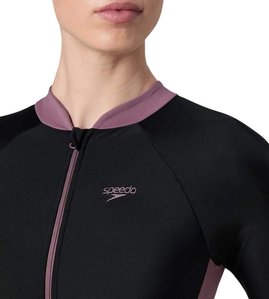 Women's Endurance10 Essential Panel Closedback Kneesuit - Black & Rum Raisin