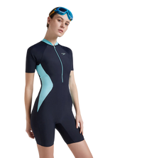 Women's Endurance 10 Essential Panel Kneesuit Swimwear - True Navy & Marine Blue