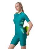 Women's Endurance10 Essential Splice Print Closedback Kneesuit - Kai Green & Mayan Blue