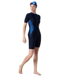Women's Endurance10 Essential Splice Print Closedback Kneesuit - True Navy & Mayan Blue