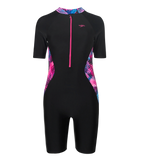Women's Endurance10 Essential Splice Print Closedback Kneesuit - Black & Margarita Pink