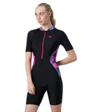 Women's Endurance10 Essential Splice Print Closedback Kneesuit - Black & Margarita Pink