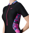 Women's Endurance10 Essential Splice Print Closedback Kneesuit - Black & Margarita Pink