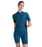 Women's Endurance 10 Essential Panel Kneesuit Swimwear - Dark Teal & Black
