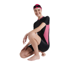 Women's Endurance 10 Essential Panel Kneesuit Swimwear - Black & Hotmauve