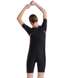 Women's Endurance 10 Essential Panel Kneesuit Swimwear - Black & Hotmauve