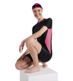 Women's Endurance 10 Essential Panel Kneesuit Swimwear - Black & Hotmauve