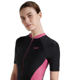 Women's Endurance 10 Essential Panel Kneesuit Swimwear - Black & Hotmauve