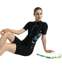 Women's Endurance10 Essential Splice Print Closedback Kneesuit - Black, Dark Teal & Arctic Glass