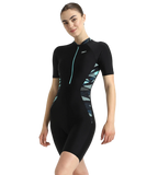 Women's Endurance10 Essential Splice Print Closedback Kneesuit - Black, Dark Teal & Arctic Glass