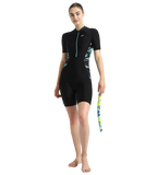 Women's Endurance10 Essential Splice Print Closedback Kneesuit - Black, Dark Teal & Arctic Glass
