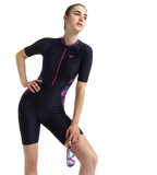 Women's Endurance10 Essential Splice Print Closedback Kneesuit - True Navy, Hapuna Blue & Diva