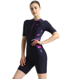 Women's Endurance10 Essential Splice Print Closedback Kneesuit - True Navy, Hapuna Blue & Diva
