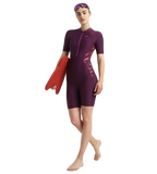 Women's Enduraflex Essential Splice Print Closedback Kneesuit - Plum Dandy, Coral Sands & Neon Violet