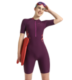 Women's Enduraflex Essential Splice Print Closedback Kneesuit - Plum Dandy, Coral Sands & Neon Violet