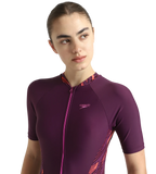 Women's Enduraflex Essential Splice Print Closedback Kneesuit - Plum Dandy, Coral Sands & Neon Violet