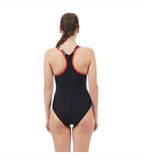 Women's Endurance Printed Fit Laneback One Piece Swimwear - Black  &  White_4
