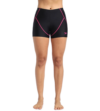 Women's Endurance Sport Shorts - Black & Electric Pink_1