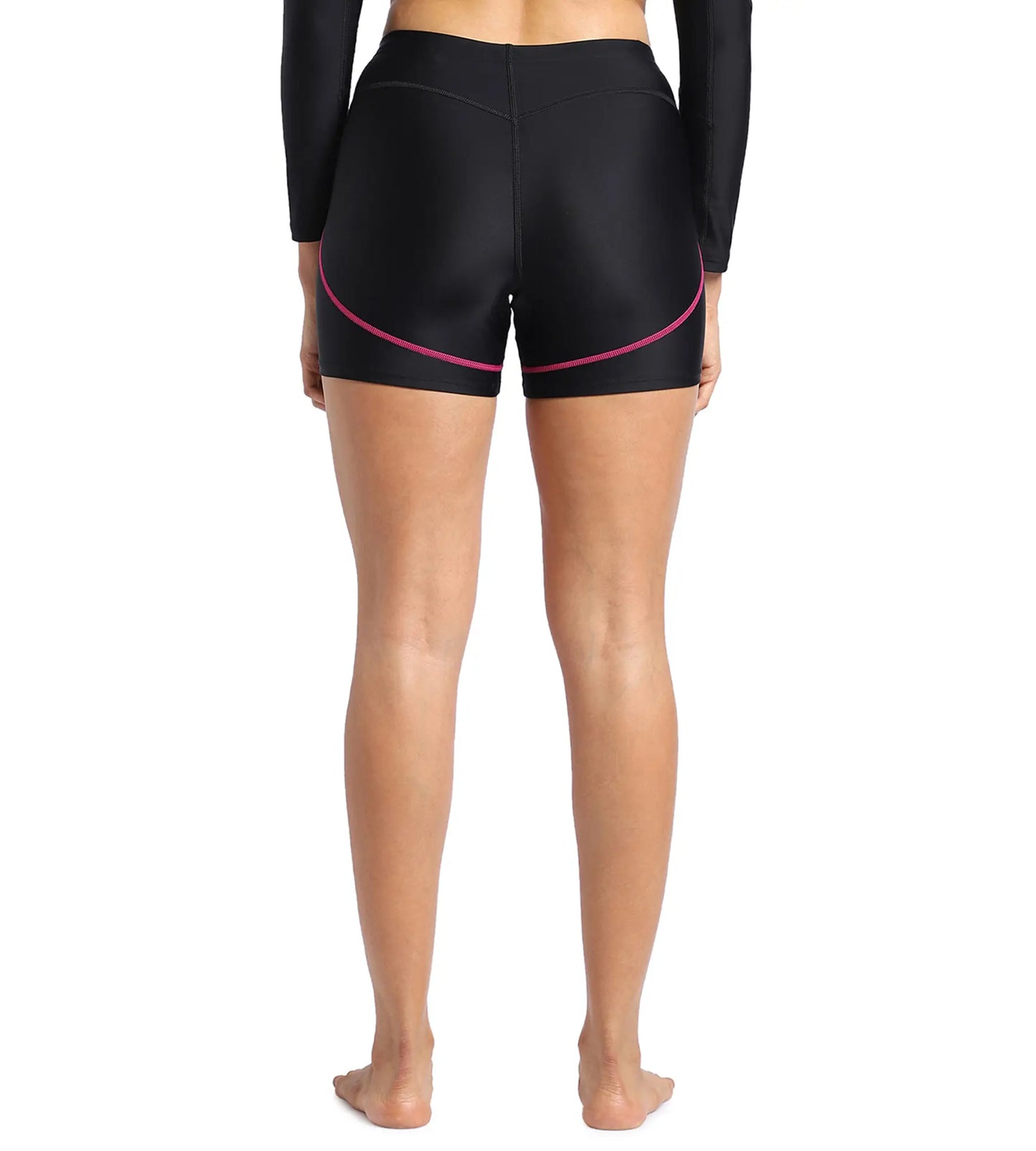Women's Endurance Sport Shorts - Black & Electric Pink_4