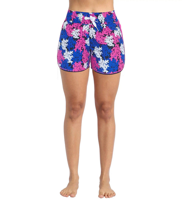 Women's Polyester Printed Leisure Watershorts - Ecstatic & Beautiful Blue_1