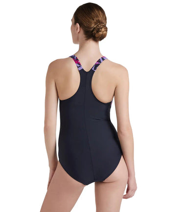 Women's Endurance 10 Hyperboom Splice Racerback One Piece Swimwear - True Navy & Berry
