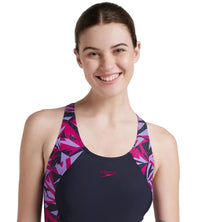Women's Endurance 10 Hyperboom Splice Racerback One Piece Swimwear - True Navy & Berry