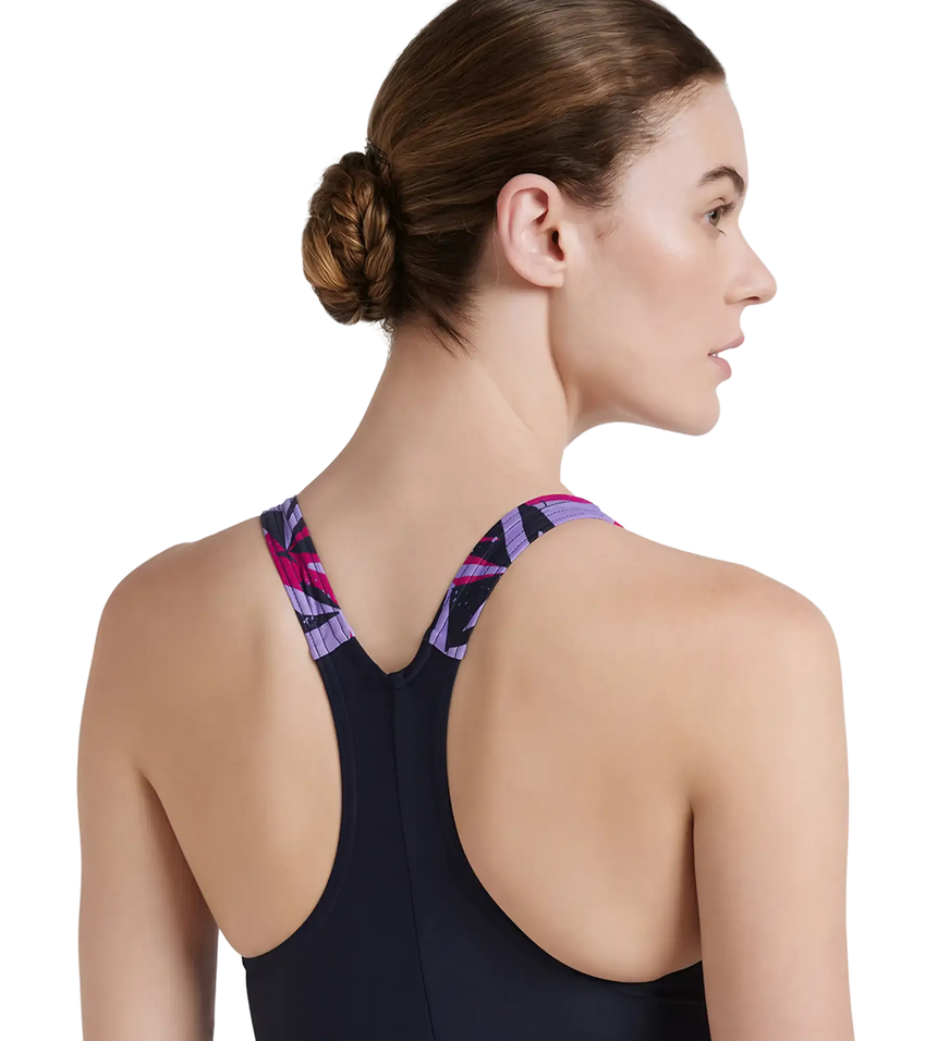 Women's Endurance 10 Hyperboom Splice Racerback One Piece Swimwear - True Navy & Berry