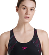 Women's Endurance 10 Hyperboom Splice Racerback One Piece Swimwear - Black & Electric Pink