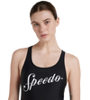 Women's Endurance 10 Heritage Logo Racerback One Piece Swimwear - Black & White