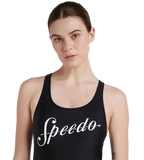 Women's Endurance 10 Heritage Logo Racerback One Piece Swimwear - Black & White