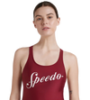 Women's Endura Brite Heritage Logo Racerback One Piece Swimwear - Oxblood & White