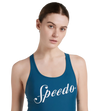Women's Endurance 10 Heritage Logo Racerback One Piece Swimwear - Dark Teal & White