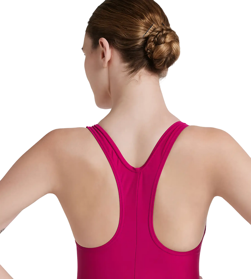 Women's Endura Brite Fabric Heritage Logo Racerback One Piece Swimwear - Berry & White
