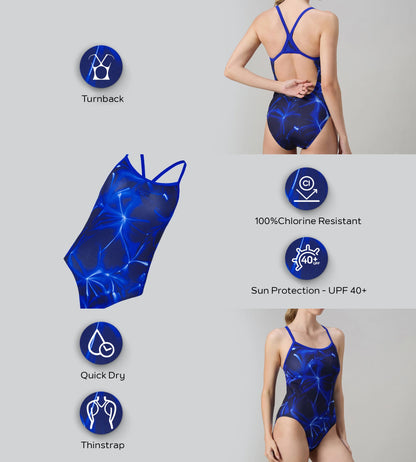 Women's Endurance+ Printed Muscleback V-Cut One Piece Swimsuit - Black & Ruby