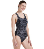 Women's Endurance 10 Hyperboom Printed Racerback One Piece Swimwear - Black & Oxid Grey