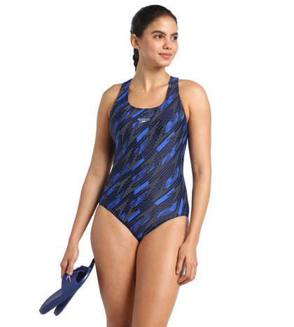 Women's Endurance Hyperboom Allover Racerback One Piece Swimwear - True Navy & True Cobalt_2