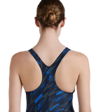 Women's Endurance 10 Hyperboom Printed Racerback One Piece Swimwear - True Navy & True Cobalt