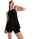 Women's Endurance10 Closedback Swimdress With Boyleg - Black & Neon Violet
