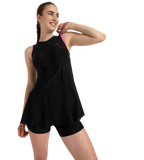 Women's Endurance10 Closedback Swimdress With Boyleg - Black & Neon Violet