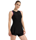 Women's Endurance10 Closedback Swimdress With Boyleg - Black & Neon Violet