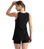 Women's Endurance10 Closedback Swimdress With Boyleg - Black & Neon Violet