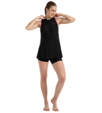 Women's Endurance10 Closedback Swimdress With Boyleg - Black & Neon Violet