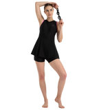 Women's Endurance10 Closedback Swimdress With Boyleg - Black & Neon Violet