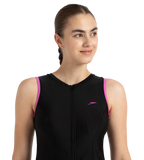 Women's Endurance10 Closedback Swimdress With Boyleg - Black & Neon Violet