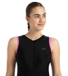 Women's Endurance10 Closedback Swimdress With Boyleg - Black & Neon Violet