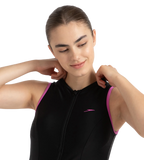 Women's Endurance10 Closedback Swimdress With Boyleg - Black & Neon Violet