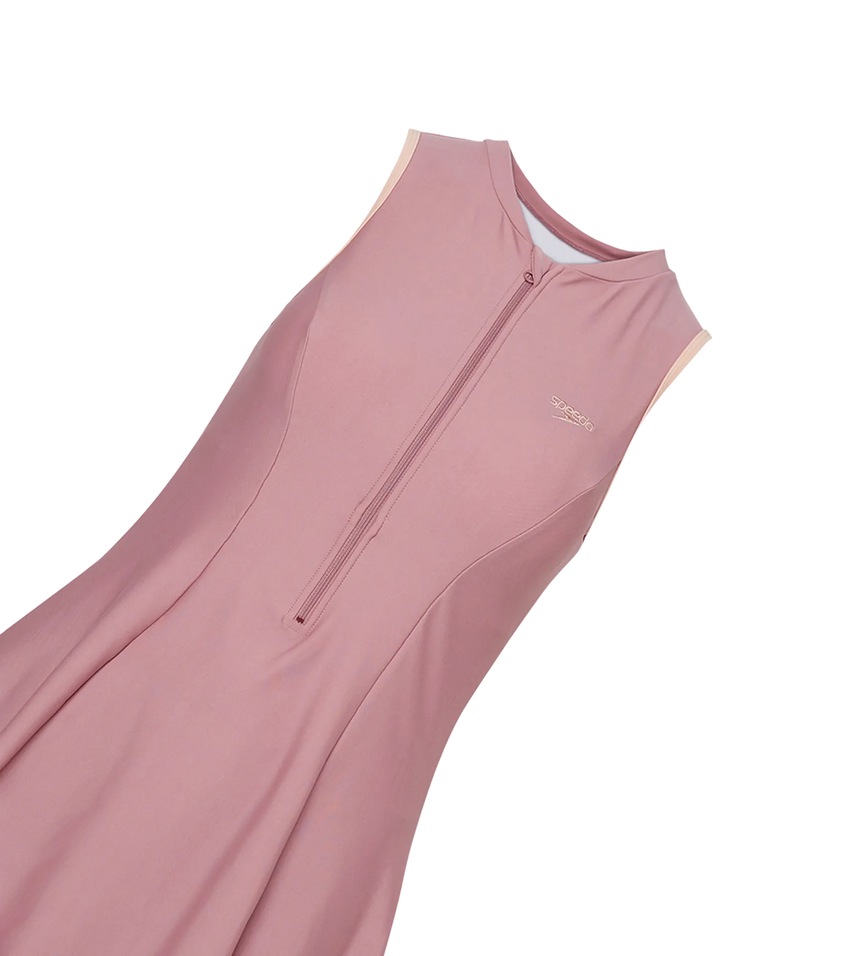 Women's Endurabrite Closedback Swimdress With Boyleg - Nostalgic Mauve & Dusty Pink