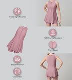 Women's Endurabrite Closedback Swimdress With Boyleg - Nostalgic Mauve & Dusty Pink