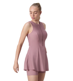 Women's Endurabrite Closedback Swimdress With Boyleg - Nostalgic Mauve & Dusty Pink
