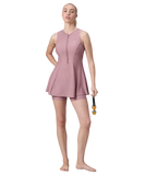 Women's Endurabrite Closedback Swimdress With Boyleg - Nostalgic Mauve & Dusty Pink